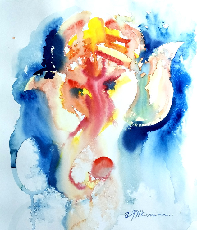 The One With all the Blessings - Lord Ganesh (ART_7556_49196) - Handpainted Art Painting - 12in X 14in