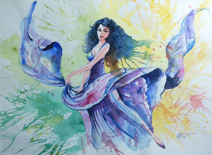 Fashionista (ART_7556_49193) - Handpainted Art Painting - 17in X 12in