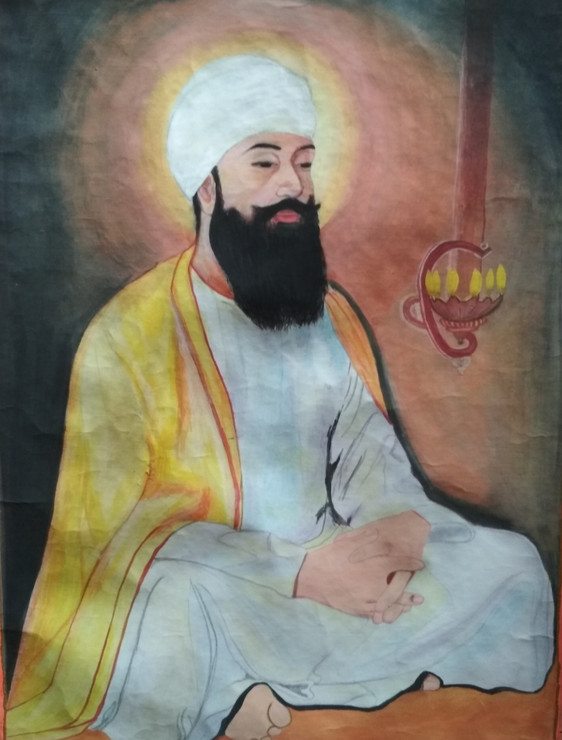 Sri Guru Teg Bahadur ji (ART_7535_49056) - Handpainted Art Painting - 24in X 30in