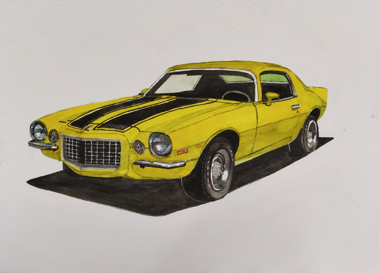 Muscle Car Car (ART_4354_46686) - Handpainted Art Painting - 8in X 8in