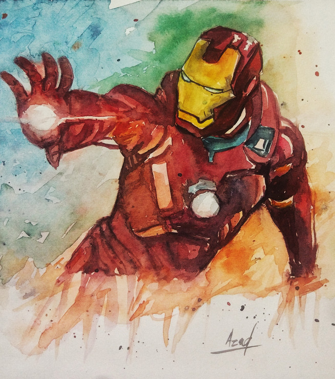 Iron Man Abstract (ART_7317_49494) - Handpainted Art Painting - 7in X 7in