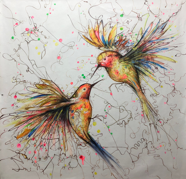 Birds painting  (ART_6706_49267) - Handpainted Art Painting - 36in X 36in