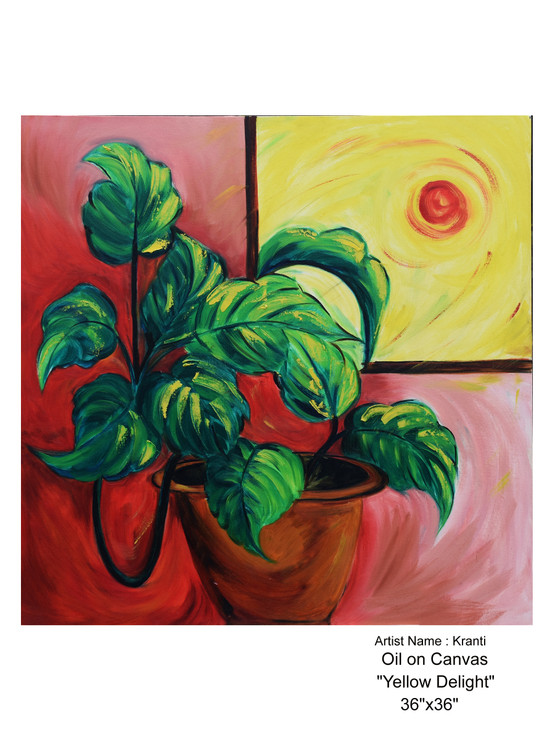 Yellow delight (ART_7502_48629) - Handpainted Art Painting - 36in X 36in