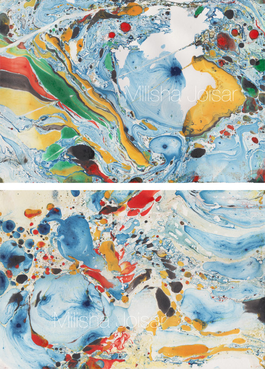COLOR FUSION - Marbling Art  (ART_7543_49262) - Handpainted Art Painting - 11in X 14in