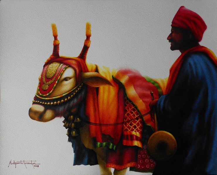 HYDERABAD FESTIVAL 1 (ART_7574_49586) - Handpainted Art Painting - 23in X 18in