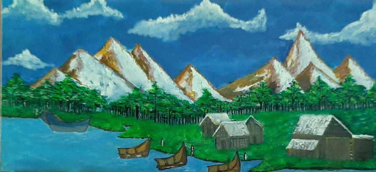 Nature  (ART_4292_49673) - Handpainted Art Painting - 31in X 14in