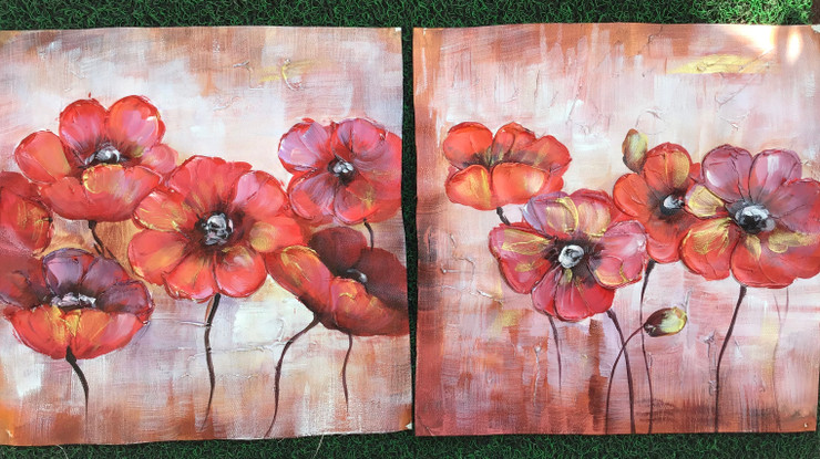 Flower painting  (ART_6706_42174) - Handpainted Art Painting - 24in X 12in