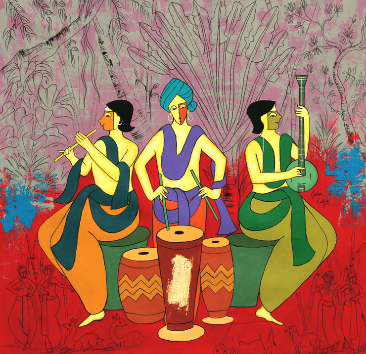 Tune (ART_3324_49392) - Handpainted Art Painting - 36in X 35in