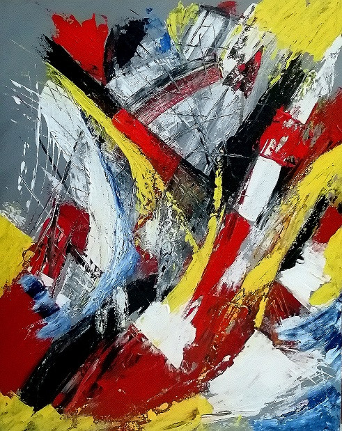 The Cosmic Happiness (ART_7091_50482) - Handpainted Art Painting - 16in X 20in