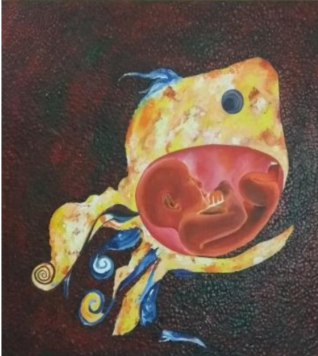 Fish  (ART_7607_50397) - Handpainted Art Painting - 30in X 30in