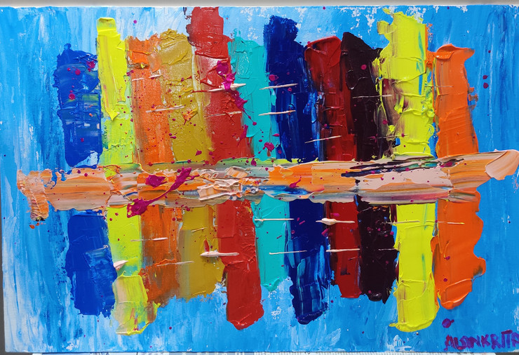 Dreams of Mumbai (ART_4165_50292) - Handpainted Art Painting - 24in X 16in
