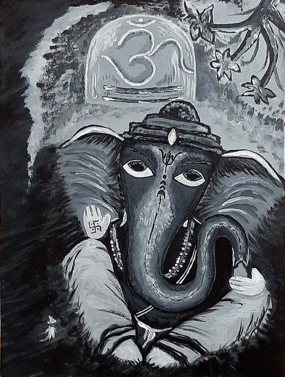 Bal Ganesh (PRT_5839_50231) - Canvas Art Print - 12in X 16in