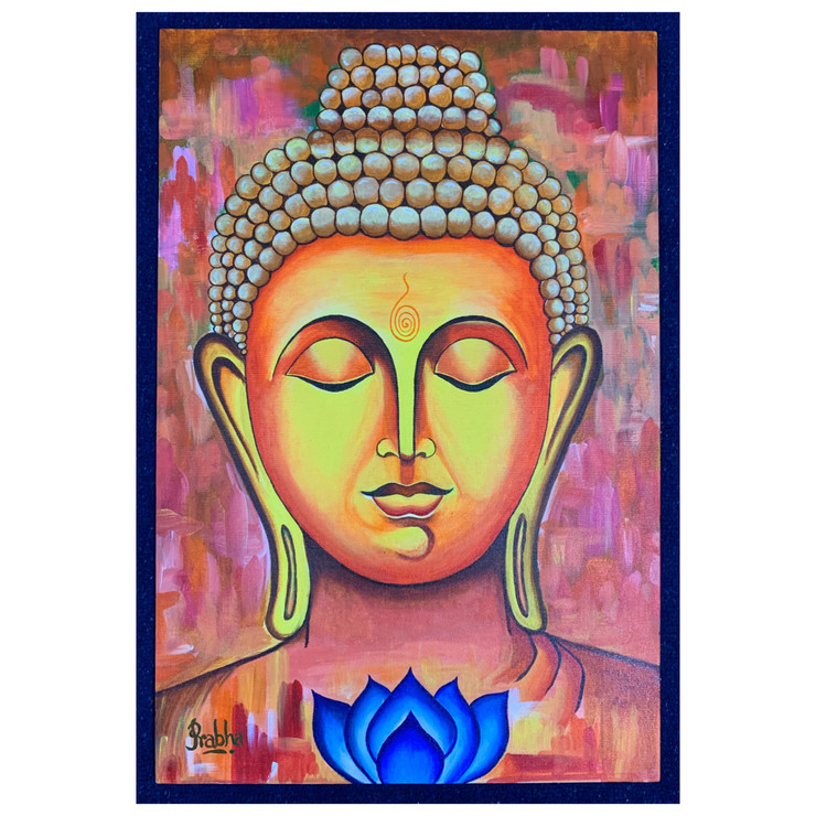 Buddha: in warm tones (ART_3837_50171) - Handpainted Art Painting - 16in X 24in