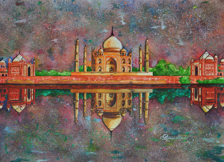 Taj Mahal (ART_4185_50074) - Handpainted Art Painting - 30in X 23in