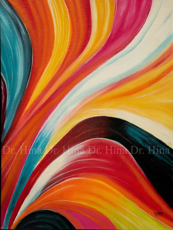 Waves of color (ART_7585_50111) - Handpainted Art Painting - 14in X 18in