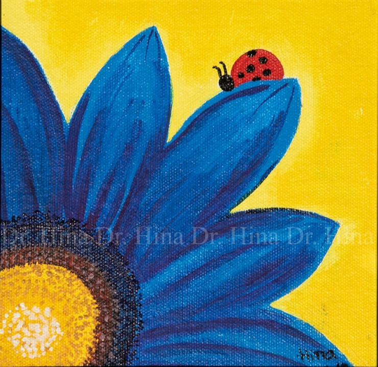 Sunflower (ART_7585_50048) - Handpainted Art Painting - 6in X 6in