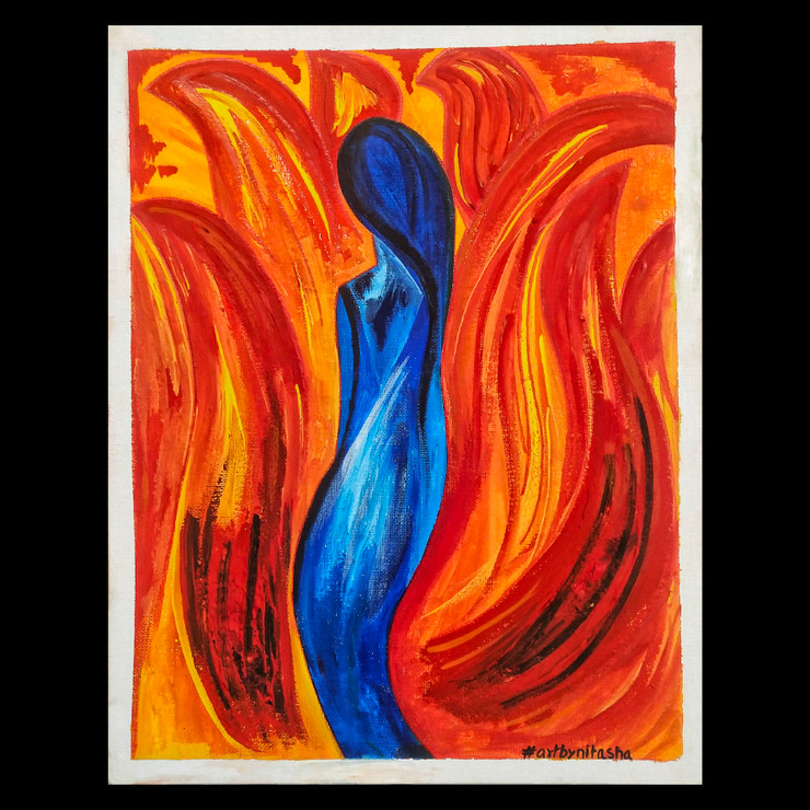 Acrylic painting on canvas board (ART_7496_49931) - Handpainted Art Painting - 11in X 14in