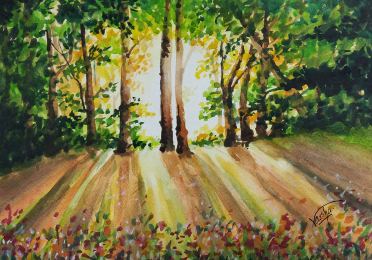 Forest  (ART_7420_49034) - Handpainted Art Painting - 12in X 10in