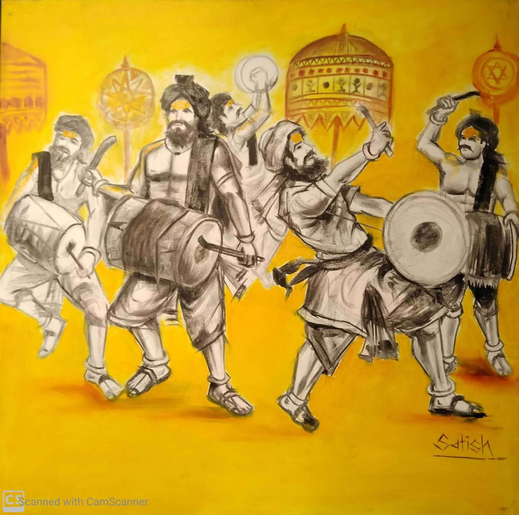 BHANDARA USTAV (ART_7610_50650) - Handpainted Art Painting - 24in X 24in