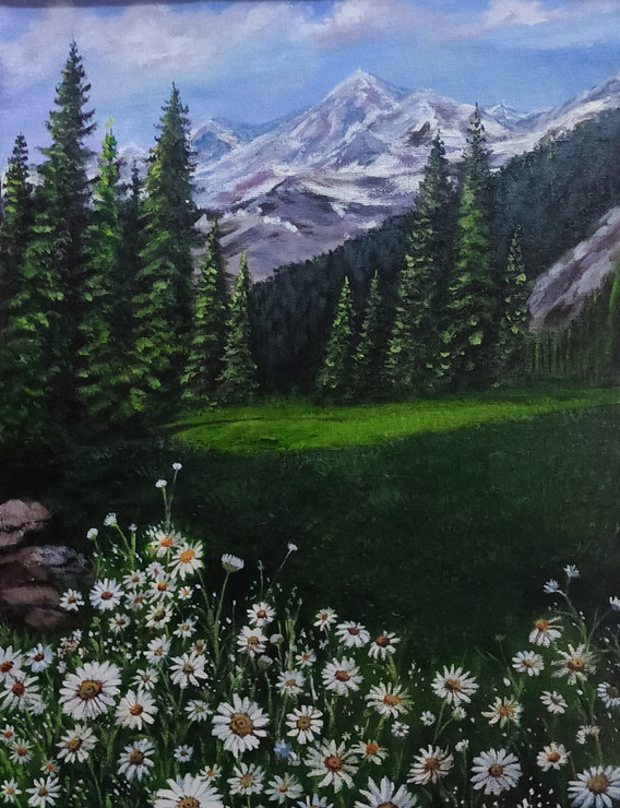 Himalayas  (ART_7635_51188) - Handpainted Art Painting - 12in X 16in