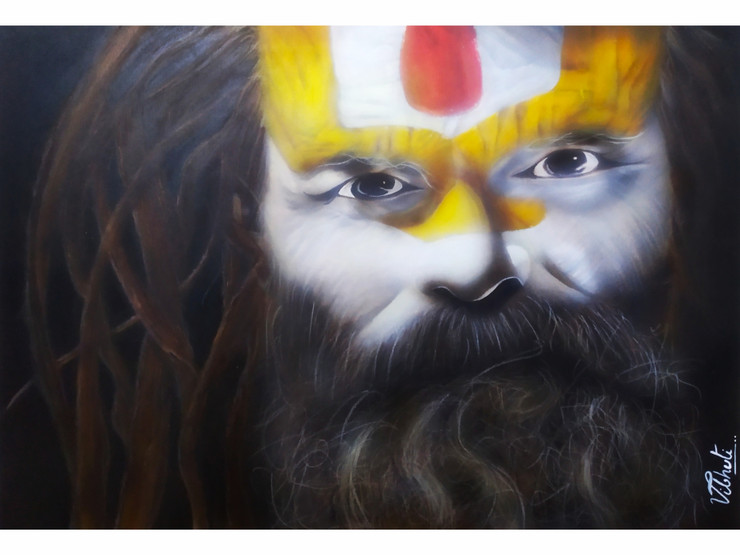 Aghori (ART_7690_51030) - Handpainted Art Painting - 10in X 7in