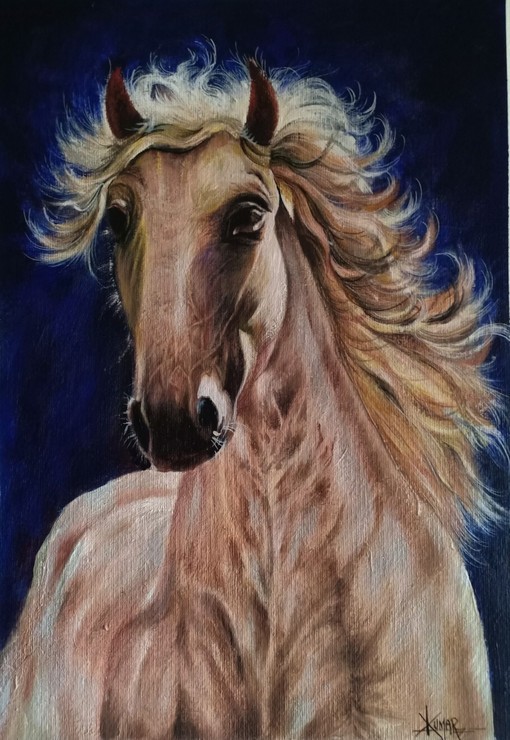 Horse (ART_7677_50983) - Handpainted Art Painting - 12in X 15in