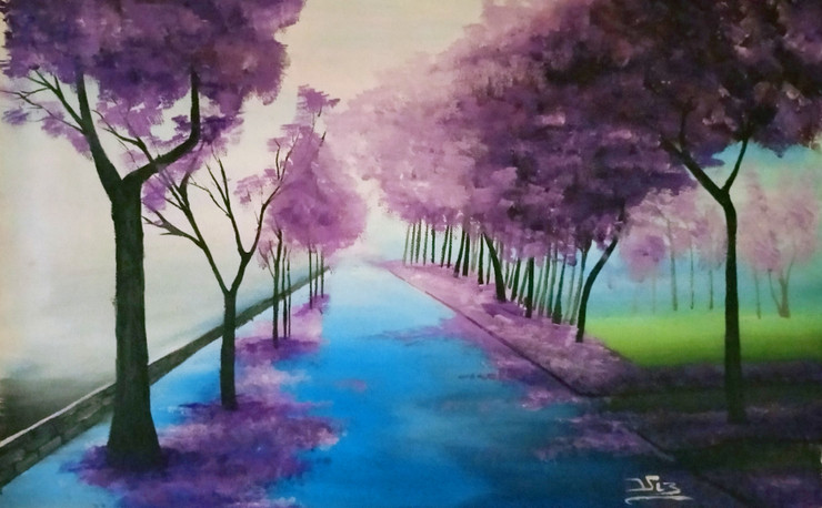 The Avenue Of Life (ART_398_49937) - Handpainted Art Painting - 21 in X 14in