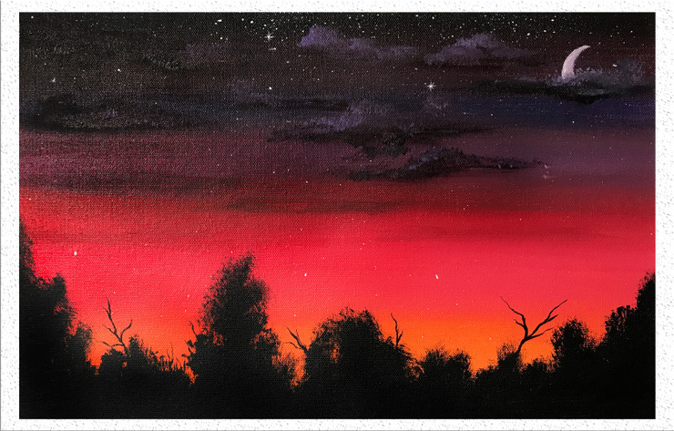 Twilight sky (ART_7516_48818) - Handpainted Art Painting - 18in X 12in