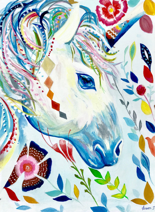 Unicorn abstract painting  (ART_7676_50818) - Handpainted Art Painting - 10in X 12in