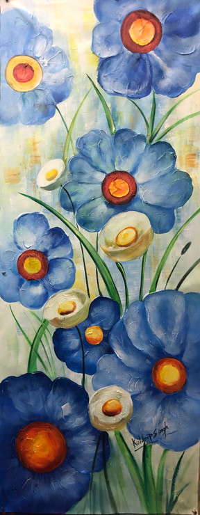 Flower painting  (ART_6706_50780) - Handpainted Art Painting - 18in X 36in