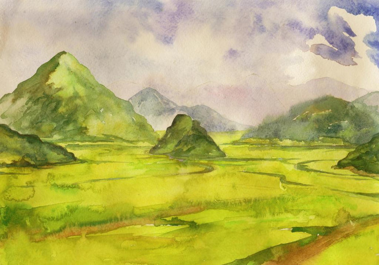 Mountain Scenery (PRT_1737) - Canvas Art Print - 32in X 22in