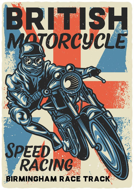 British Motorcycle Racing (PRT_1842) - Canvas Art Print - 28in X 40in