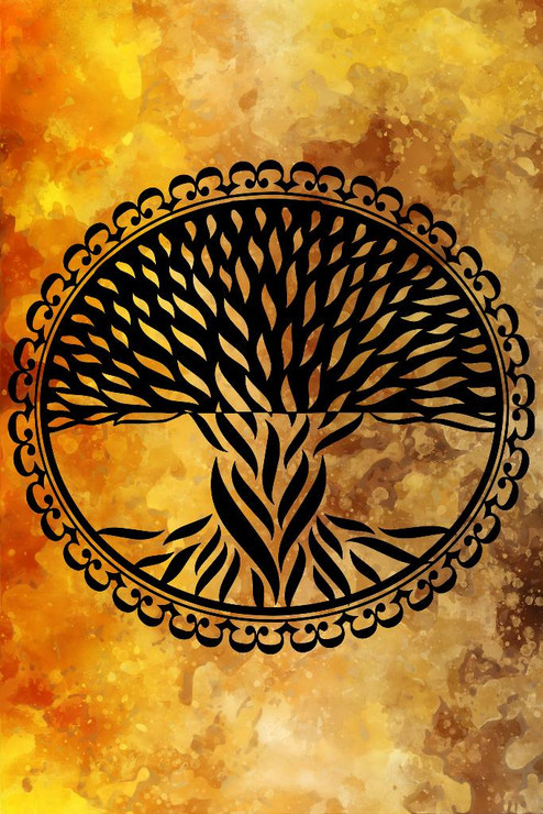Tree Art With Multi Colour Background 21 (PRT_1989) - Canvas Art Print - 13in X 20in
