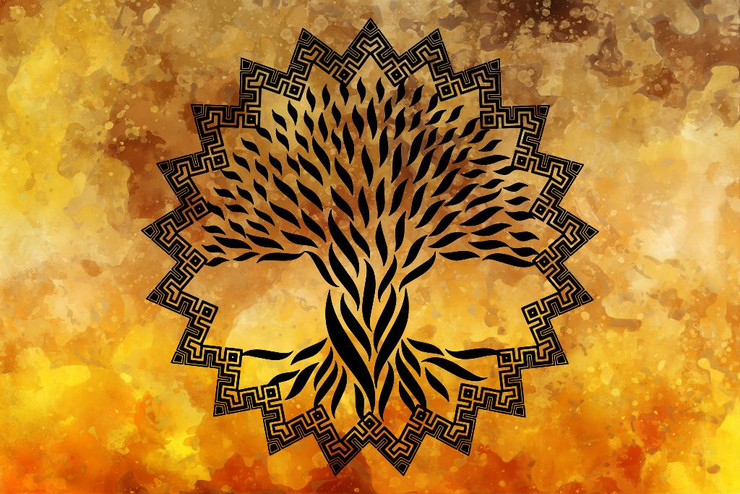 Tree Art With Multi Colour Background 28 (PRT_1986) - Canvas Art Print - 18in X 12in