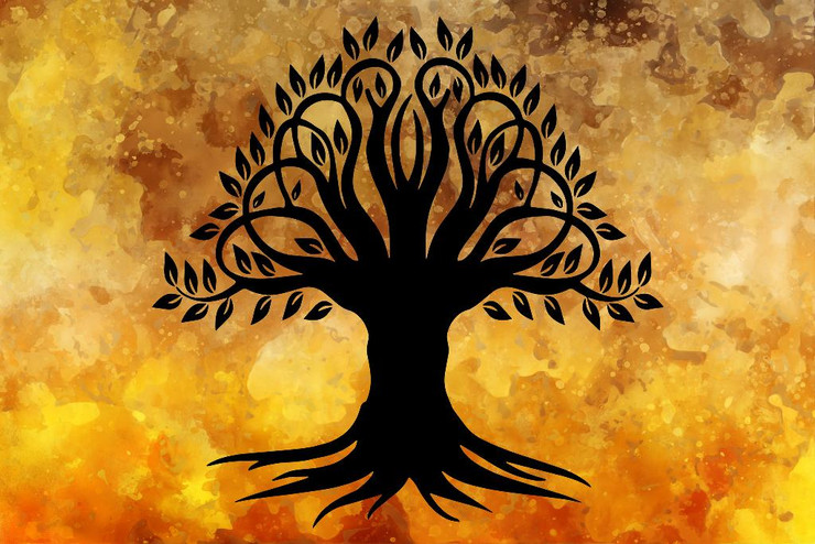 Tree Art With Multi Colour Background 30 (PRT_1983) - Canvas Art Print - 18in X 12in