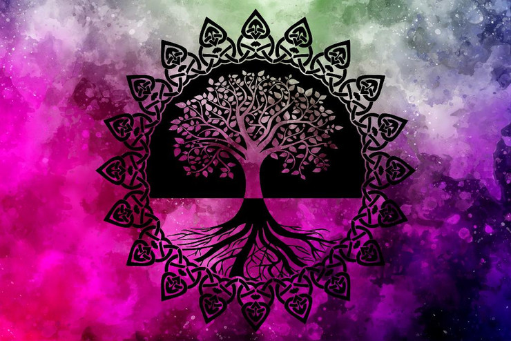 Tree Art With Dark Colour Background (PRT_1991) - Canvas Art Print - 18in X 12in