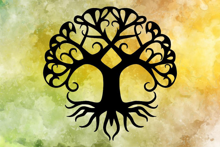 Tree Art With Colour Background 2 (PRT_1968) - Canvas Art Print - 18in X 12in