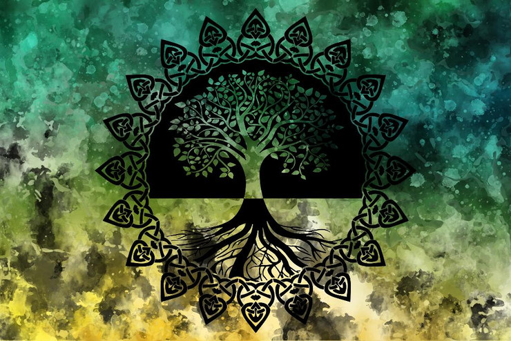 Tree Art With Dark Background2 (PRT_1945) - Canvas Art Print - 18in X 12in