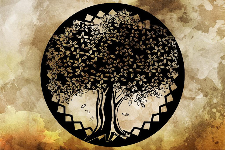 Tree Art With Dark Background 3 (PRT_1941) - Canvas Art Print - 18in X 12in