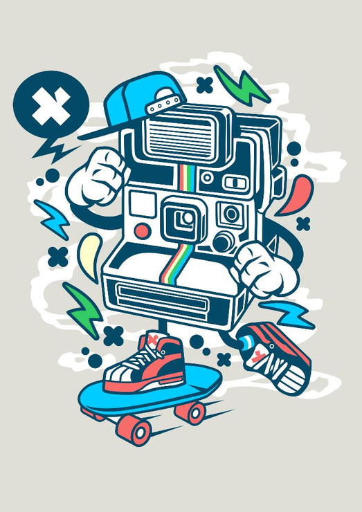 Polaroid Skater (PRT_2076) - Canvas Art Print - 21in X 29in