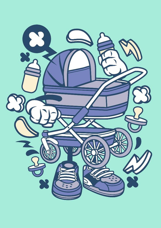 Baby Stroller (PRT_2183) - Canvas Art Print - 21in X 29in
