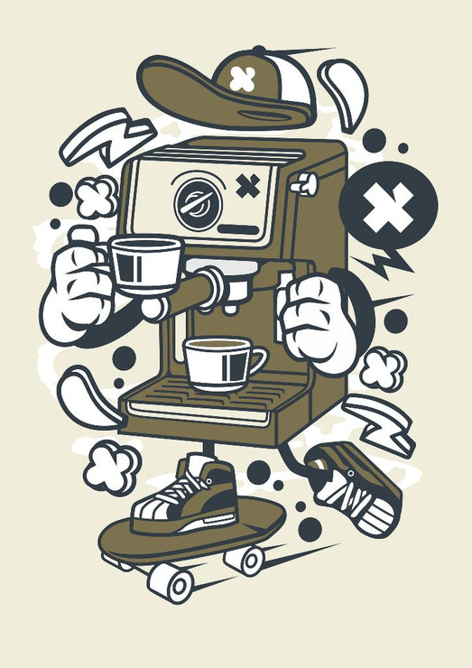 Coffee Machine Skater (PRT_2161) - Canvas Art Print - 21in X 29in