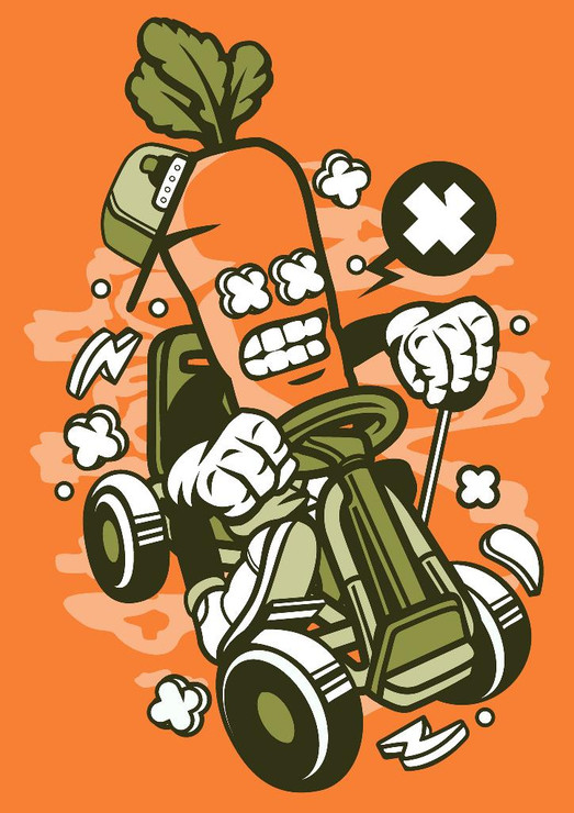 Carrot Gokart (PRT_2318) - Canvas Art Print - 21in X 29in