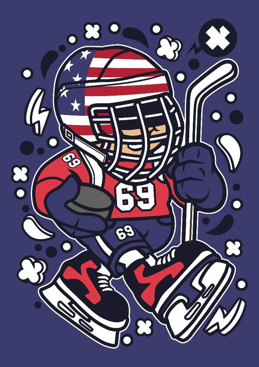 American Hockey Kid (PRT_2507) - Canvas Art Print - 21in X 29in