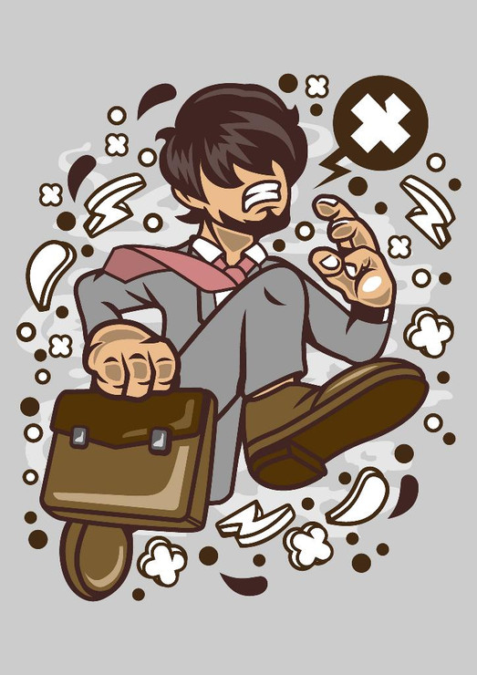 Businessman Running (PRT_2535) - Canvas Art Print - 21in X 29in
