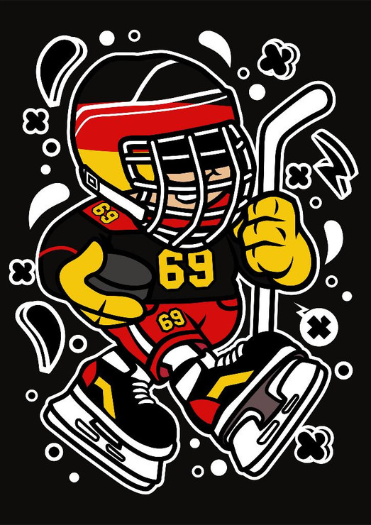 Germany Hockey Kid (PRT_2581) - Canvas Art Print - 21in X 29in