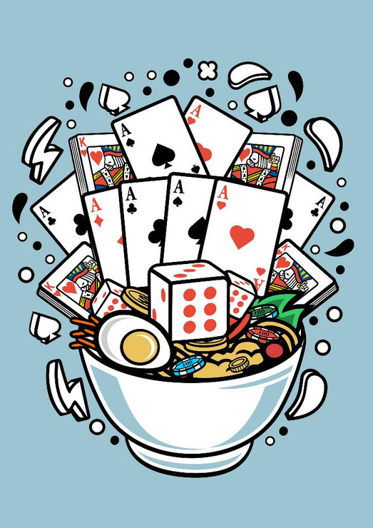 Ramen Playing Card (PRT_2646) - Canvas Art Print - 21in X 29in