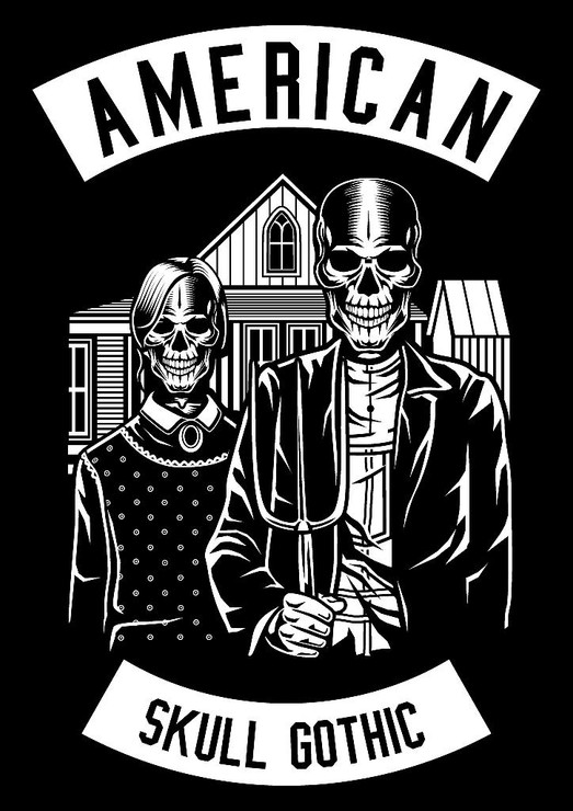 American Skull (PRT_2880) - Canvas Art Print - 21in X 29in