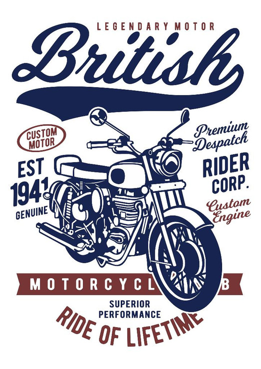 British Motorcycle (PRT_3083) - Canvas Art Print - 21in X 29in