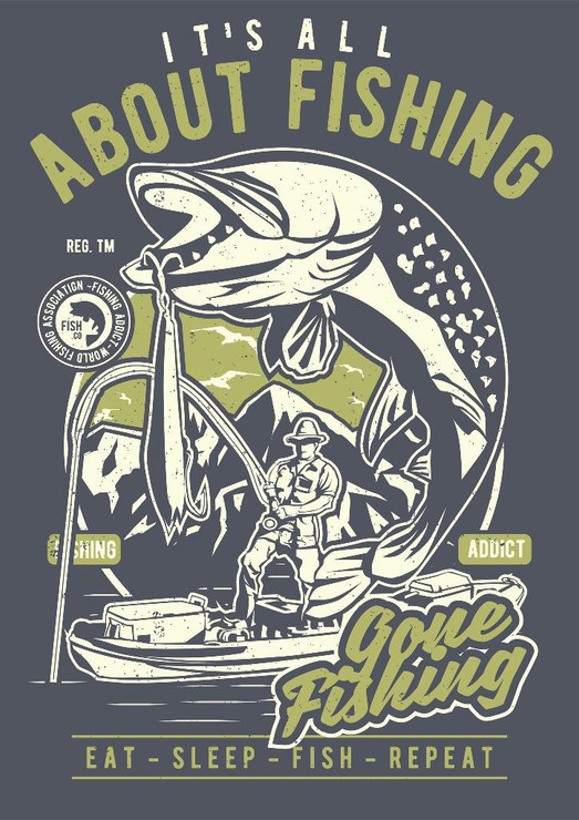 About Fishing  (PRT_3206) - Canvas Art Print - 21in X 29in